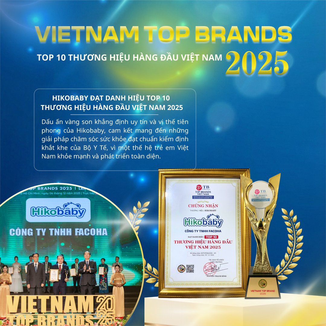 Hikobaby đạt Top 10 Thương hiệu hàng đầu Việt Nam 2025