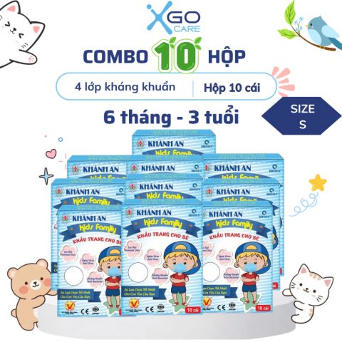 Combo 10 hộp khẩu trang cho bé 3d mask trẻ em kháng khuẩn em bé hộp 10 cái Khánh An x10KA3DC