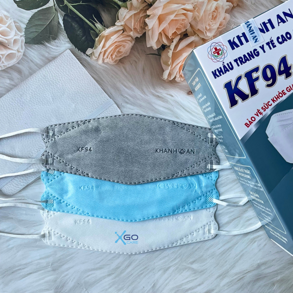 Khẩu trang kf94 hàn quốc chính hãng Khánh An 4 lớp chống tia uv chống nắng kín mặt cao cấp kháng khuẩn Hộp 30c KAKF94O