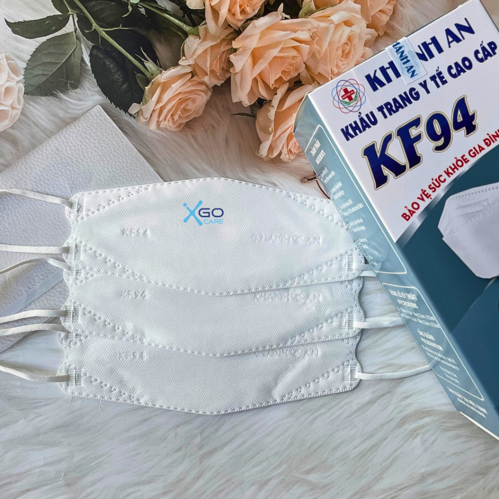 Khẩu trang kf94 hàn quốc chính hãng Khánh An 4 lớp chống tia uv chống nắng kín mặt cao cấp kháng khuẩn Hộp 30c KAKF94O