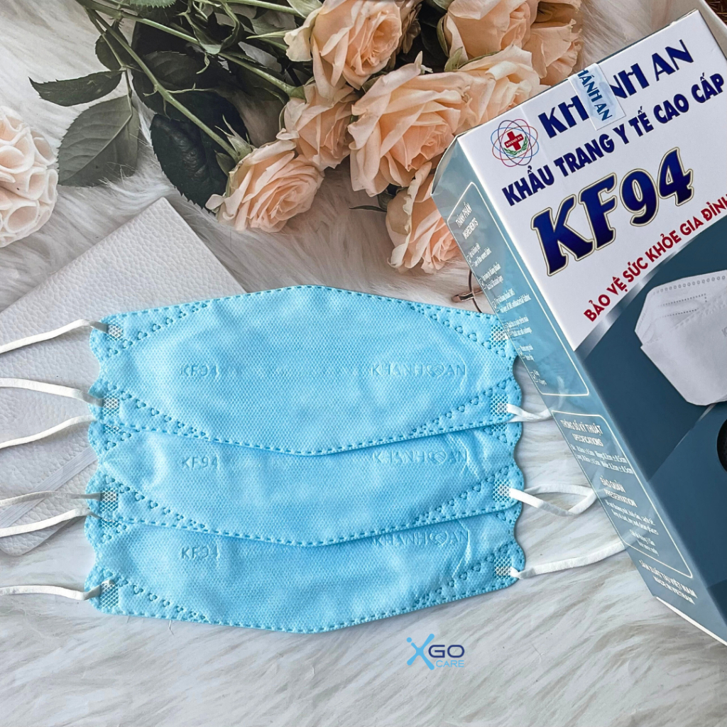 Khẩu trang kf94 hàn quốc chính hãng Khánh An 4 lớp chống tia uv chống nắng kín mặt cao cấp kháng khuẩn Hộp 30c KAKF94O