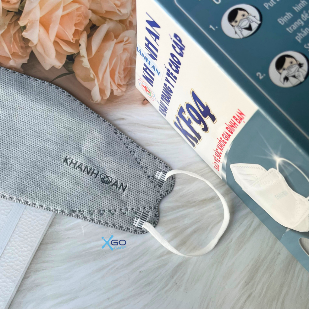 Khẩu trang kf94 hàn quốc chính hãng Khánh An 4 lớp chống tia uv chống nắng kín mặt cao cấp kháng khuẩn Hộp 30c KAKF94O