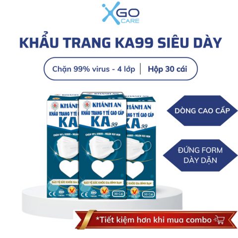 Khẩu trang y tế KF94 Hàn Quốc 4D mask 4 lớp kháng khuẩn Khánh An KA99 hộp 30 cái ngăn vi khuẩn chống bụi hiệu quả KAK99O