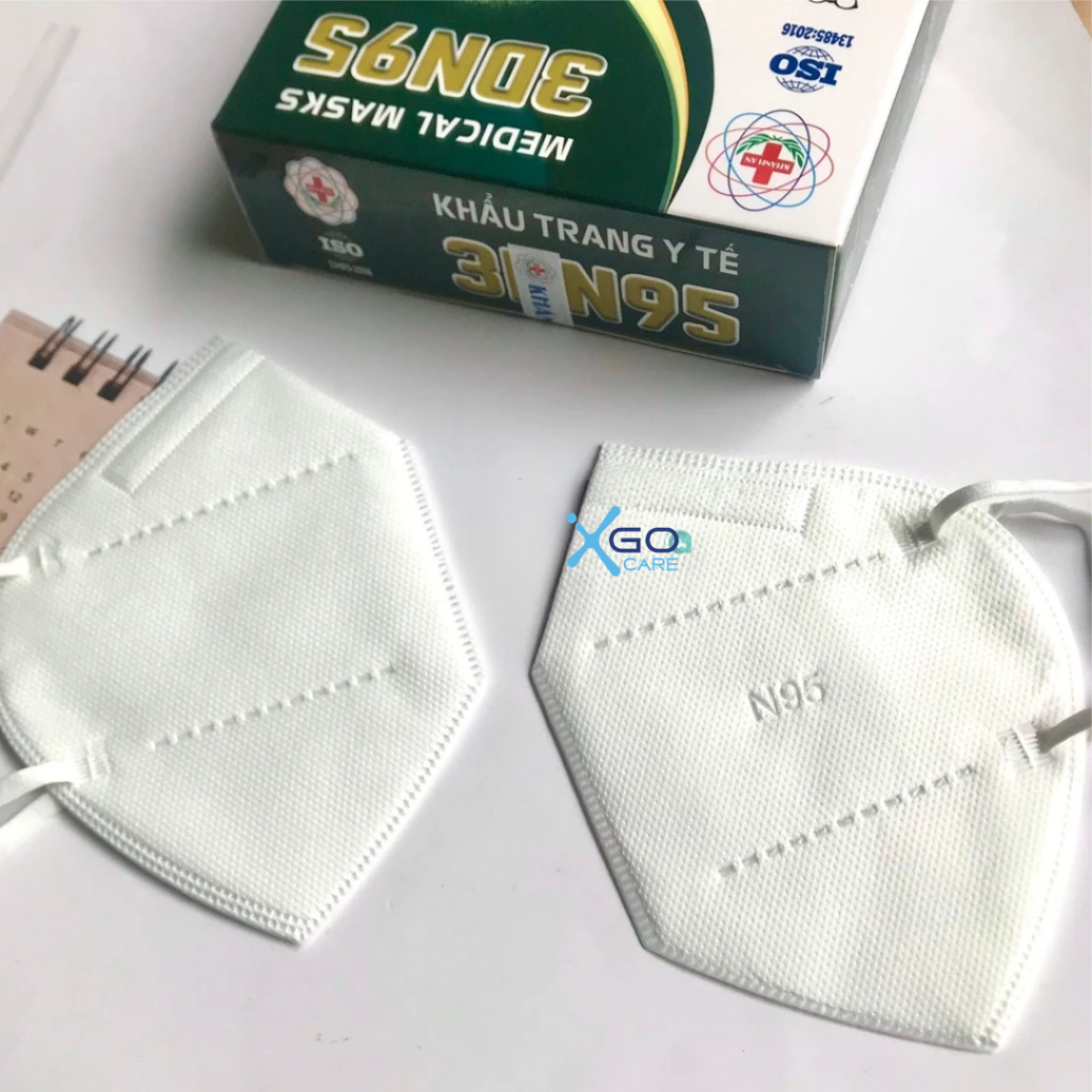 Khẩu trang N95 chính hãng Khánh An 4 lớp kháng khuẩn chống bụi mịn 3DN95 Khánh An hộp 10 cái KA3DN95O