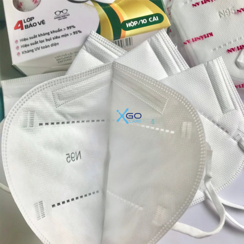 Khẩu trang N95 chính hãng Khánh An 4 lớp kháng khuẩn chống bụi mịn 3DN95 Khánh An hộp 10 cái KA3DN95O