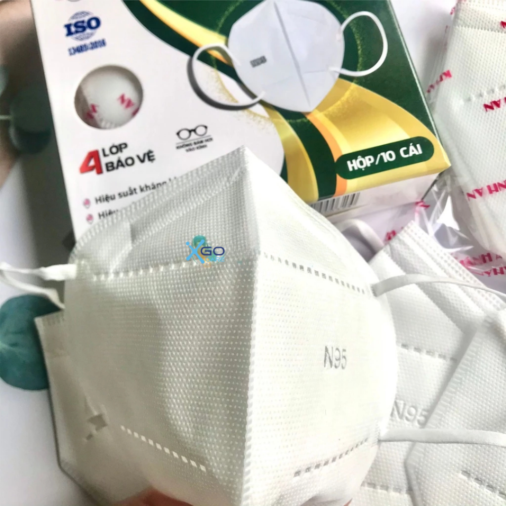 Khẩu trang N95 chính hãng Khánh An 4 lớp kháng khuẩn chống bụi mịn 3DN95 Khánh An hộp 10 cái KA3DN95O