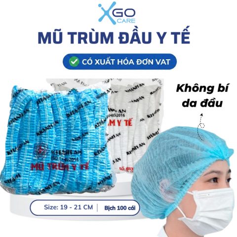 Mũ trùm đầu y tế nón con sâu tiệt trùng bao tóc y tế ngăn bụi vi khuẩn hiệu quả
