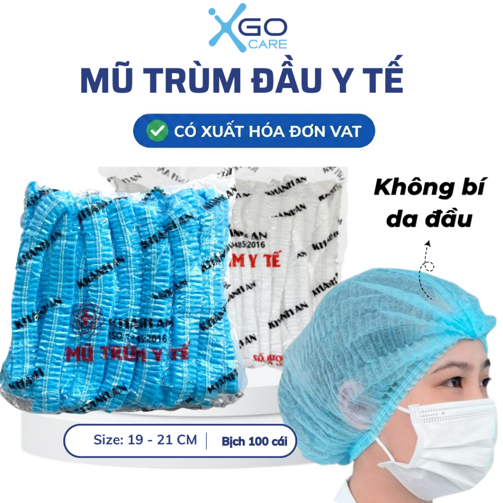 Mũ trùm đầu y tế nón con sâu tiệt trùng bao tóc y tế ngăn bụi vi khuẩn hiệu quả