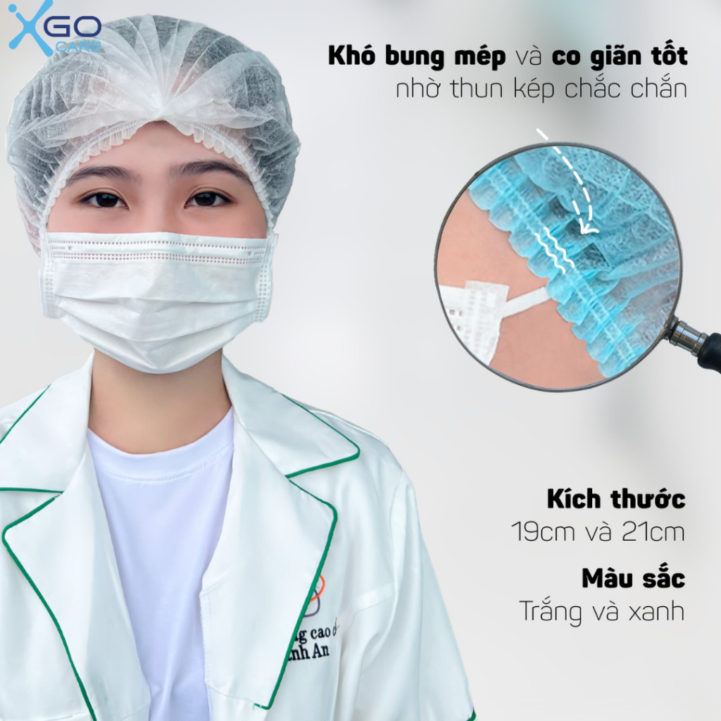 Mũ trùm đầu y tế nón con sâu tiệt trùng bao tóc y tế ngăn bụi vi khuẩn hiệu quả