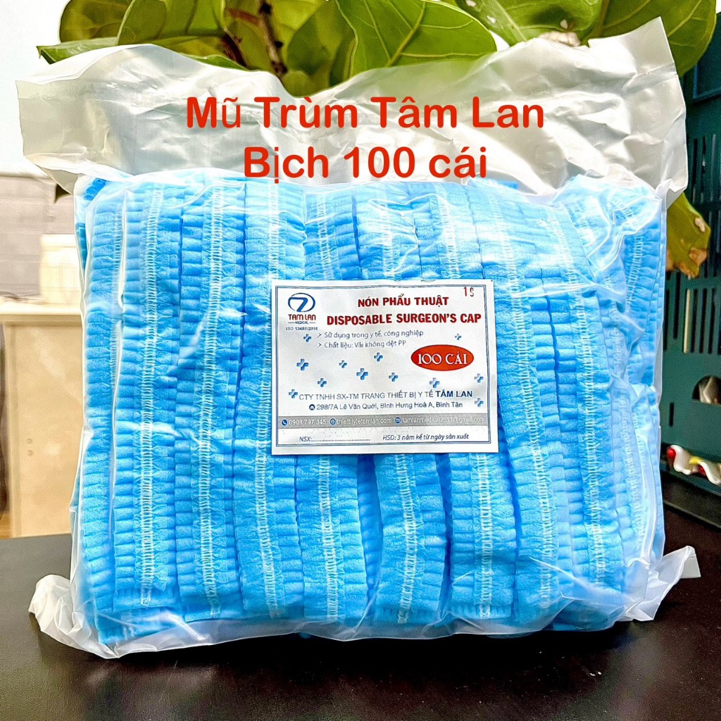 Mũ trùm đầu y tế nón con sâu tiệt trùng bao tóc y tế ngăn bụi vi khuẩn hiệu quả