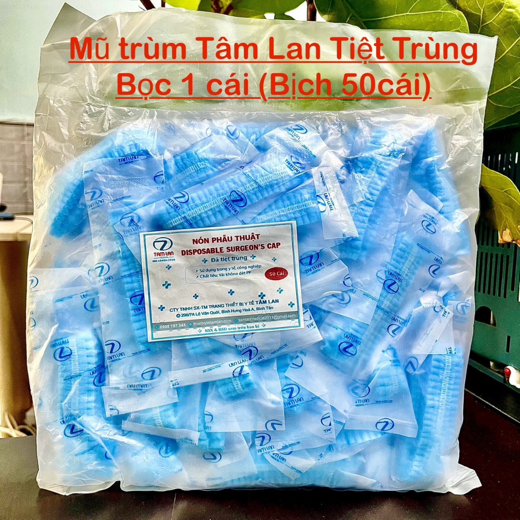 Mũ trùm đầu y tế nón con sâu tiệt trùng bao tóc y tế ngăn bụi vi khuẩn hiệu quả