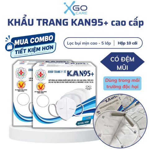 Khẩu trang y tế N95 chính hãng 5 lớp kháng khuẩn Khánh An KAN95 hộp 10 cái có mút đệm mũi êm chống mờ kính KAKAN95O