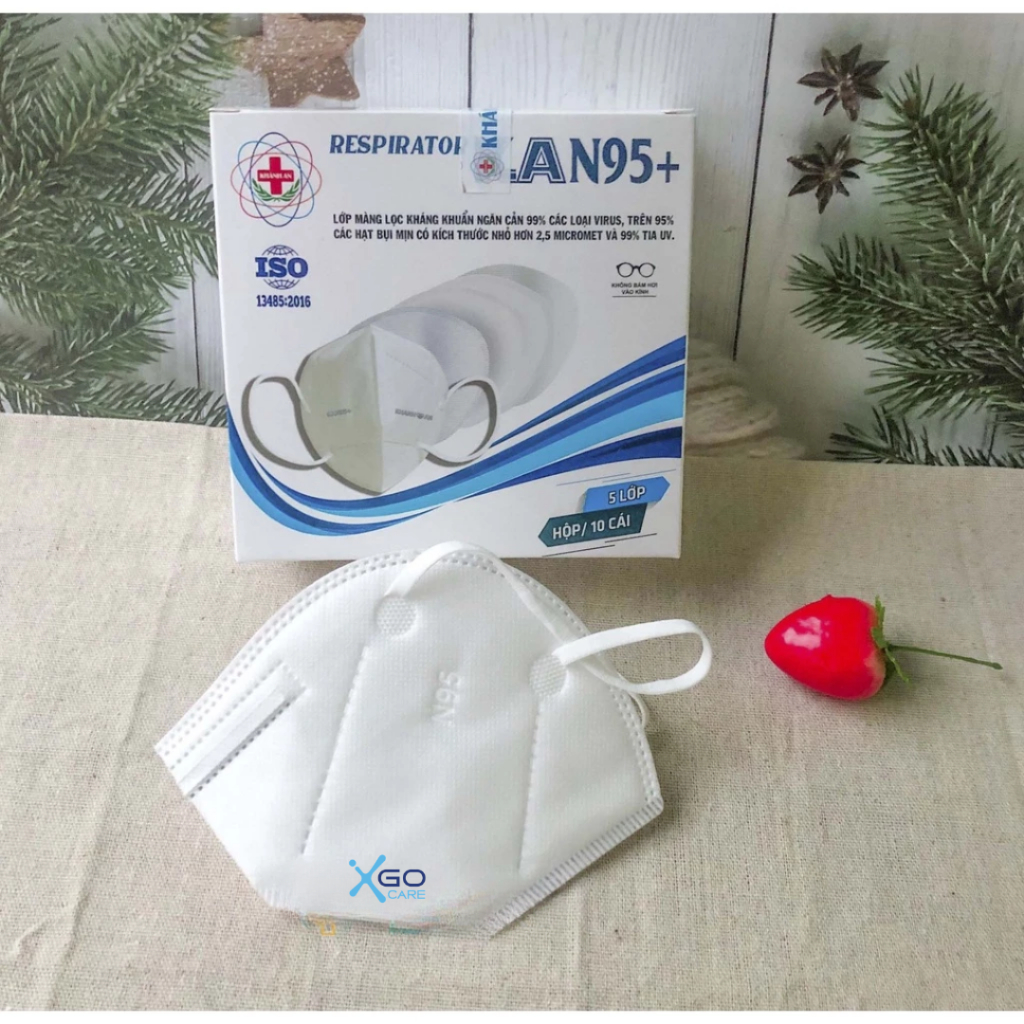 Khẩu trang y tế N95 chính hãng 5 lớp kháng khuẩn Khánh An KAN95 hộp 10 cái có mút đệm mũi êm chống mờ kính KAKAN95O