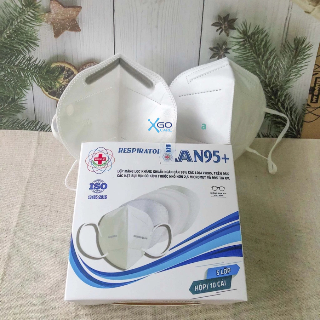 Khẩu trang y tế N95 chính hãng 5 lớp kháng khuẩn Khánh An KAN95 hộp 10 cái có mút đệm mũi êm chống mờ kính KAKAN95O