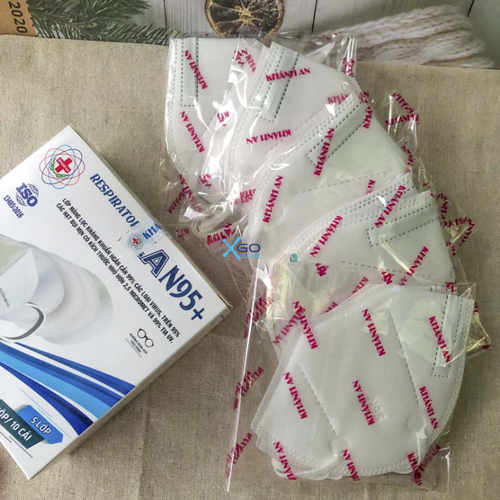 Khẩu trang y tế N95 chính hãng 5 lớp kháng khuẩn Khánh An KAN95 hộp 10 cái có mút đệm mũi êm chống mờ kính KAKAN95O