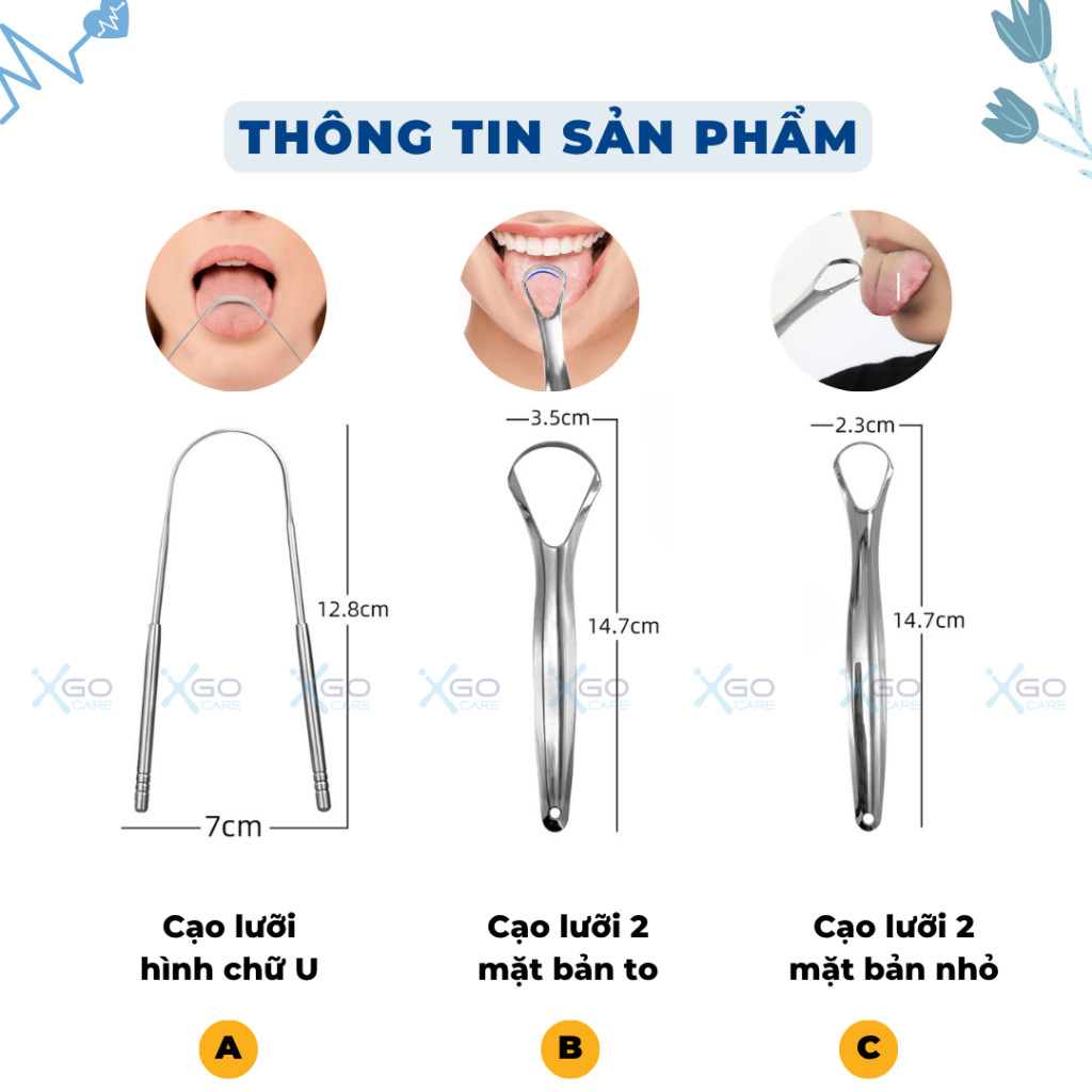 Cạo lưỡi cùng dụng cụ vệ sinh lưỡi chống rỉ sét an toàn giúp chống hôi miệng sạch lưỡi CN018