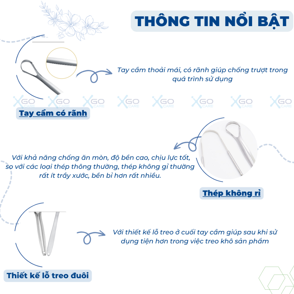 Cạo lưỡi cùng dụng cụ vệ sinh lưỡi chống rỉ sét an toàn giúp chống hôi miệng sạch lưỡi CN018