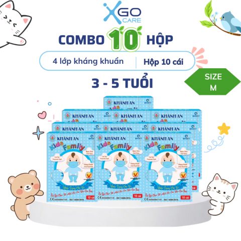 Combo 10 hộp khẩu trang cho bé 3d mask trẻ em kháng khuẩn em bé hộp 10 cái Khánh An size M x10KA3DCM2