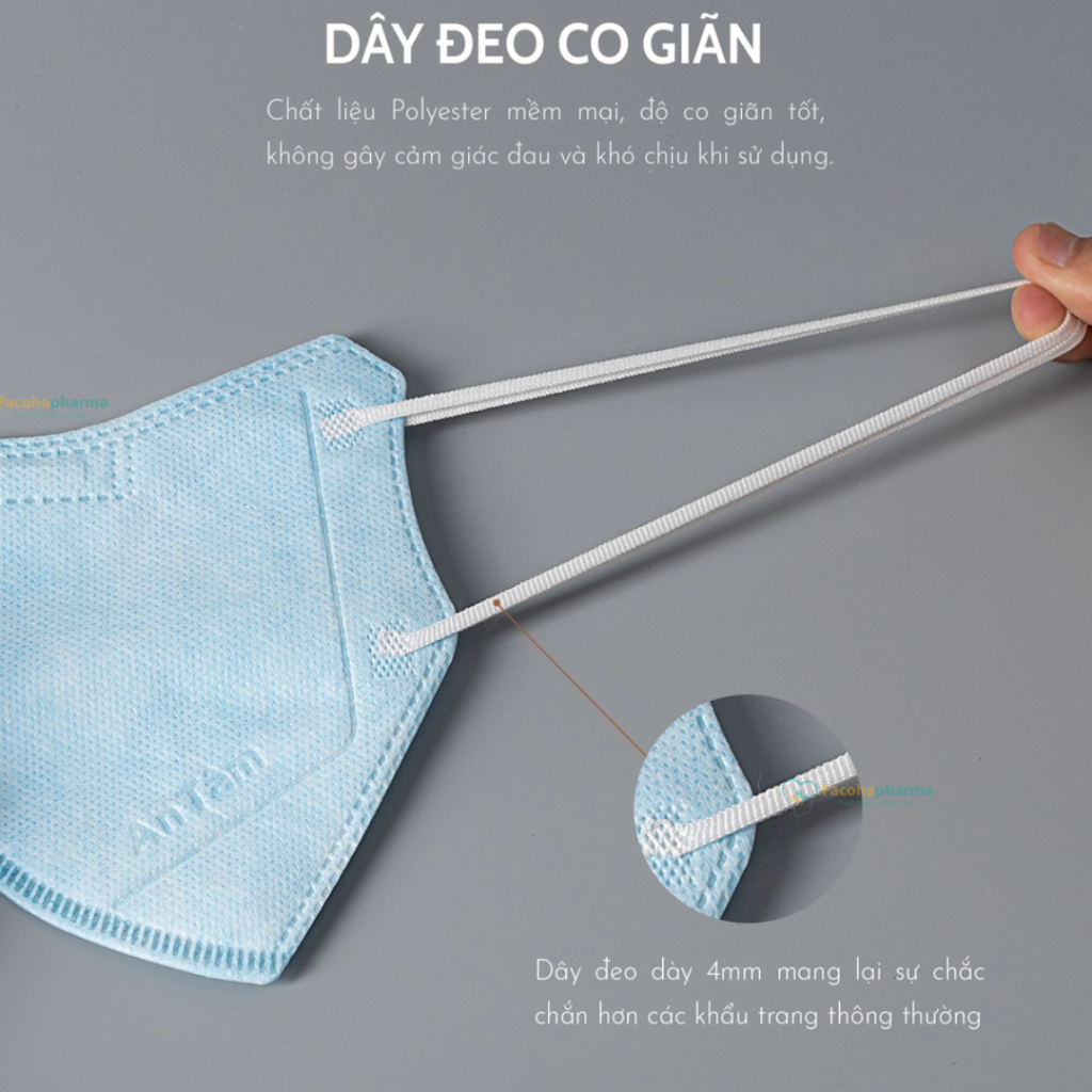 Set 5 bịch 50 cái khẩu trang 6d mask 4 lớp kháng khuẩn ngăn bụi mịn thiết kế thời trang chính hãng An Tâm