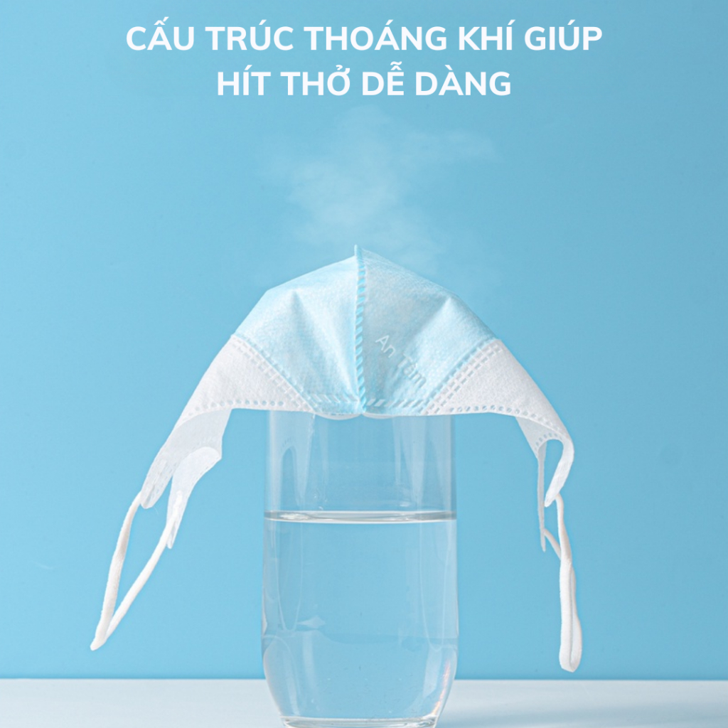 Set 5 bịch 50 cái khẩu trang 5d mask kháng khuẩn ngăn bụi mịn mềm mại không lem son chính hãng An Tâm AT5DO