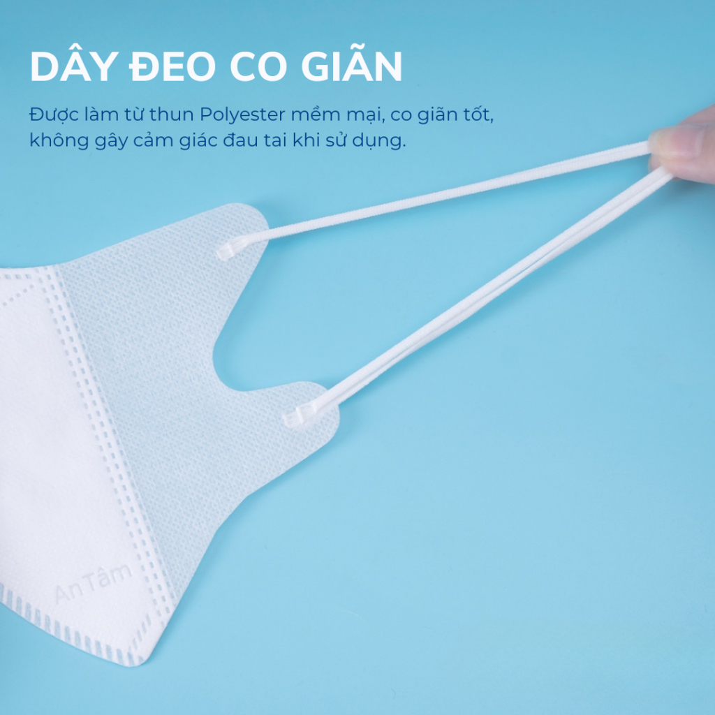 Set 5 bịch 50 cái khẩu trang 5d mask kháng khuẩn ngăn bụi mịn mềm mại không lem son chính hãng An Tâm AT5DO
