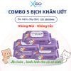 Combo 5 bịch Khăn giấy ướt siêu tiện lợi không mùi, không cồn an toàn sử dụng cho bé 180g Khánh An x5KAKGU