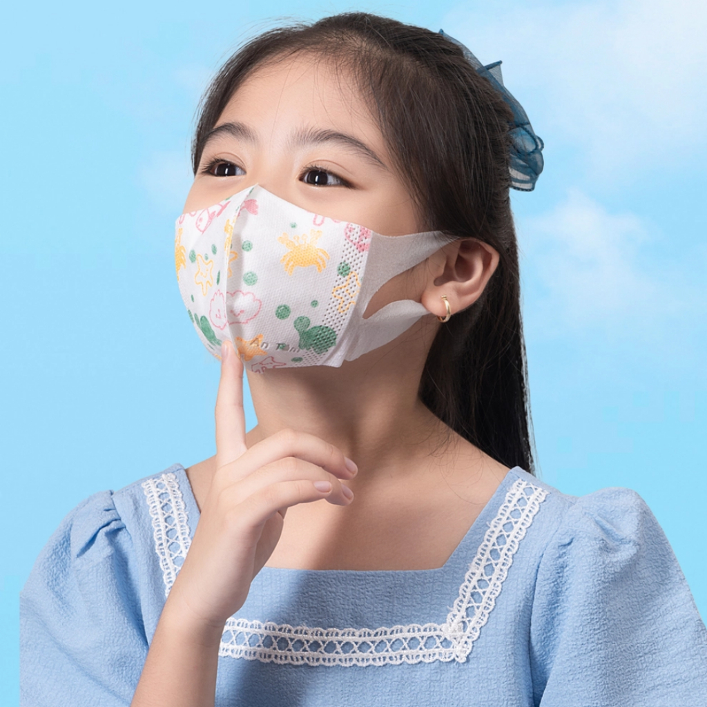 Hộp 50 cái Khẩu trang trẻ em 3D An Tâm đa lớp kháng khuẩn ngăn ngừa bụi mịn cho bé từ 3-8 tuổi AT3D50C