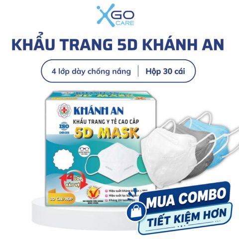 Hộp 30 cái Khẩu trang 4 lớp kháng khuẩn chống tia uv 5D Khánh An cái lọc bụi siêu mịn đến 95% KA5DO
