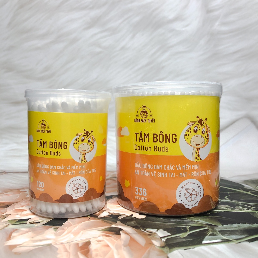 Tăm bông trẻ em bông bạch tuyết mềm mại an toàn vệ sinh tai mắt mũi rốn cho bé