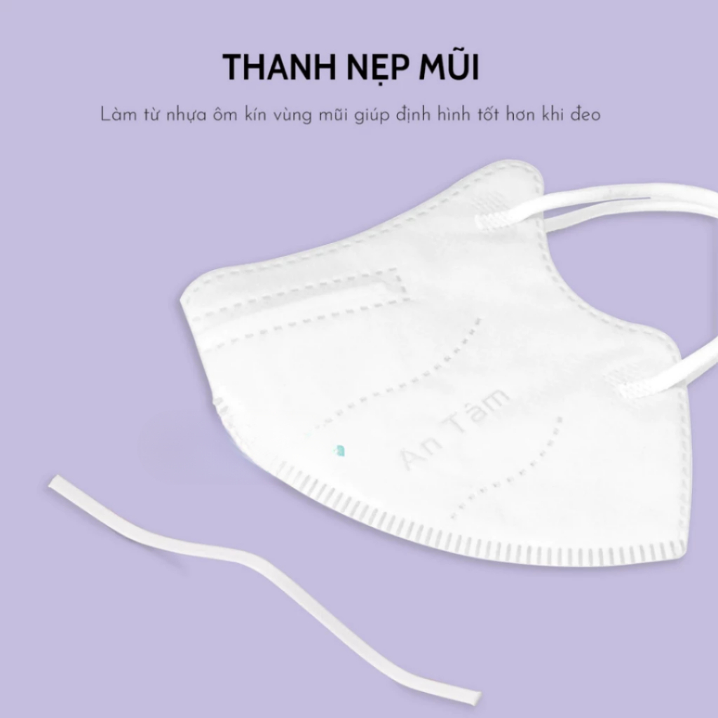 Set 100 cái khẩu trang 6D cho bé An Tâm kids cho em bé 3 tuổi đến 8 tuổi giúp kháng khuẩn lọc bụi dễ thở AT6DC