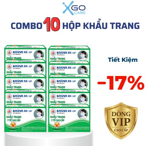 Combo 10h VIP Khẩu Trang Y Tế 4 Lớp Kháng Khuẩn Cao Cấp Hộp 50 Cái Khánh An x10KAKTL1O