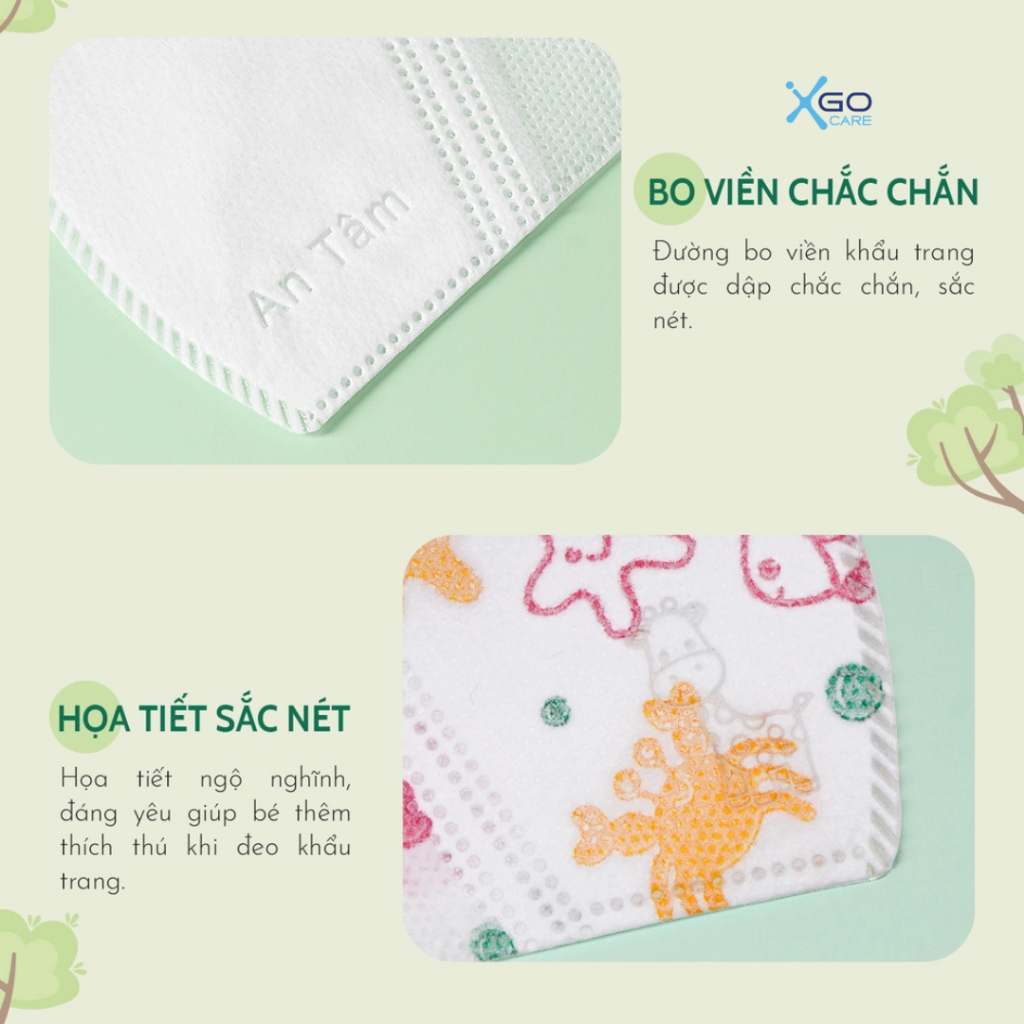 Thùng 100 cái khẩu trang 5D cho bé An Tâm 3 tuổi đến 8 tuổi bé gái bé trai nhiều họa tiết đáng yêu hộp 10 cái x10AT5DC