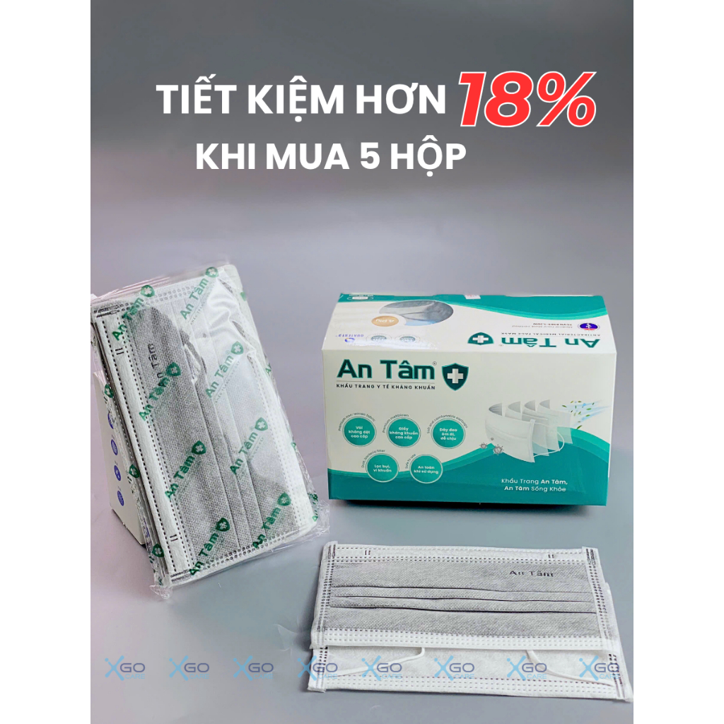 Thùng khẩu trang y tế An Tâm giá sỉ kháng khuẩn chống tia uv không xù lông nhiều màu thùng 50 hộp x50ATKTL1O