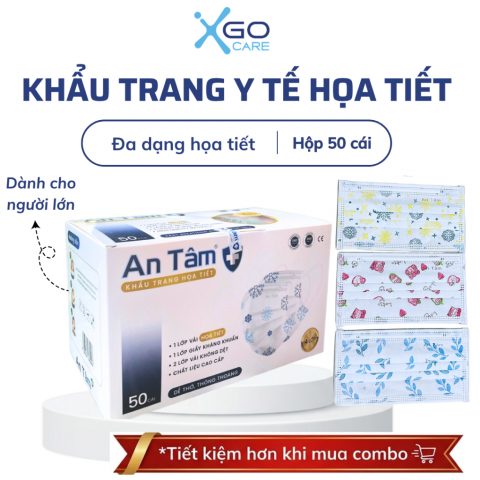 Khẩu trang An Tâm khẩu trang in hình họa tiết dễ thương cao cấp 4 lớp kháng khuẩn chống thấm nước lọc bụi hộp 50c ATHTOH