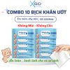 Combo 10 bịch Khăn ướt cho bé không mùi, không cồn an toàn sử dụng cho bé Khánh An