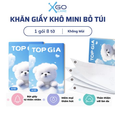 Khăn giấy khô mini bỏ túi 3 lớp mềm mịn nhỏ gọn siêu tiện lợi không mùi dễ dàng mang theo gói 8 tờ