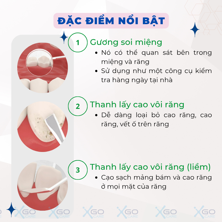 Bộ dụng cụ làm sạch răng miệng vệ sinh răng miệng bằng inox 304 chuyên dụng CN014