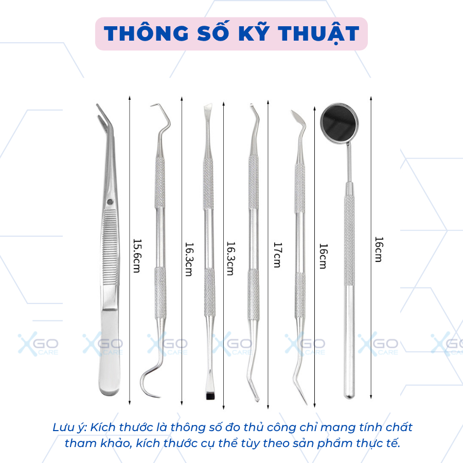 Bộ dụng cụ làm sạch răng miệng vệ sinh răng miệng bằng inox 304 chuyên dụng CN014