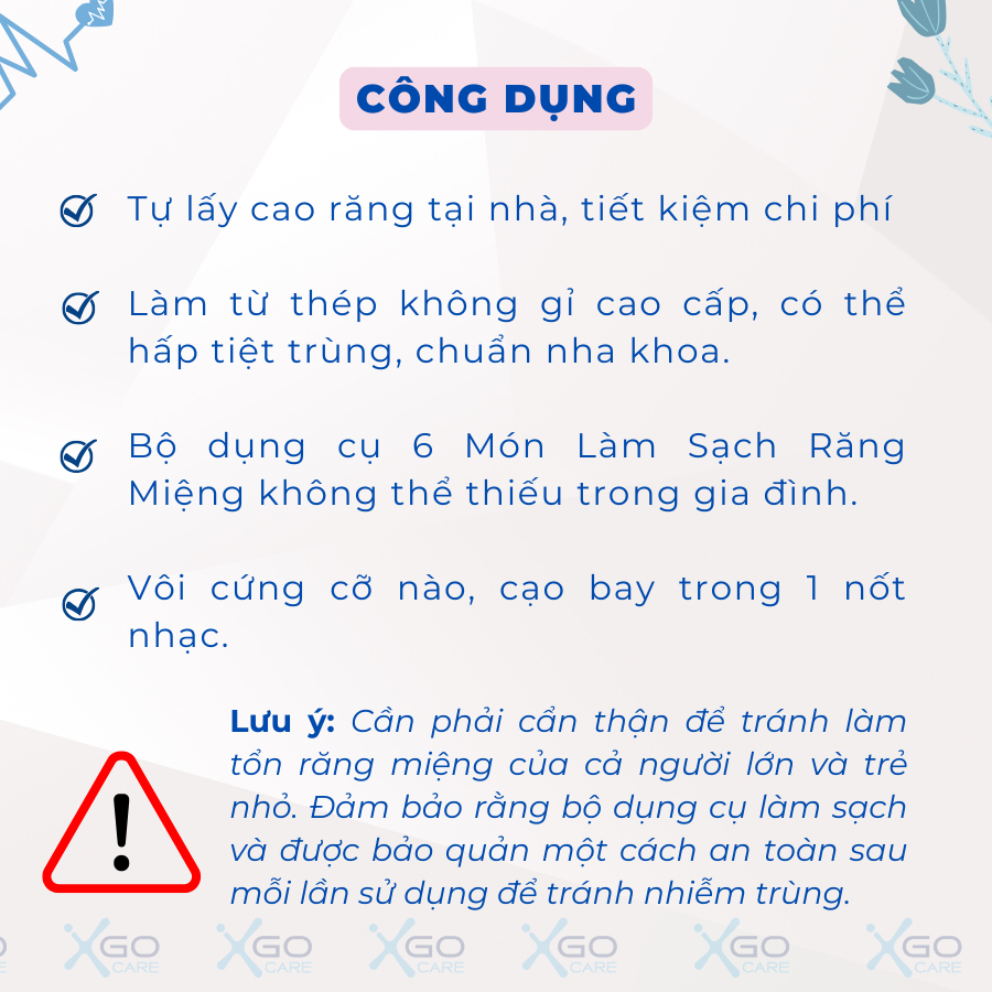 Bộ dụng cụ làm sạch răng miệng vệ sinh răng miệng bằng inox 304 chuyên dụng CN014