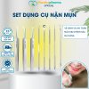 Bộ nặn mụn chuyên nghiệp cao cấp dụng cụ lấy mụn bằng thép không gỉ giúp lấy nhân mụn dễ dàng an toàn cho da CN019