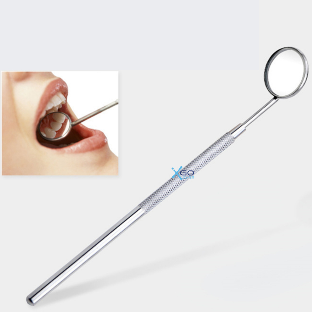Gương nha khoa cầm tay, gương soi răng kiểm tra răng miệng tại nhà chất liệu thép không gỉ màu ngẫu nhiên CN014