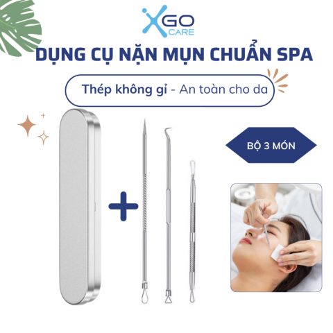 Dụng cụ lấy mụn nặn mụn đầu đen trứng cá cao cấp chuyên nghiệp hai đầu bằng thép không gỉ CN019.03