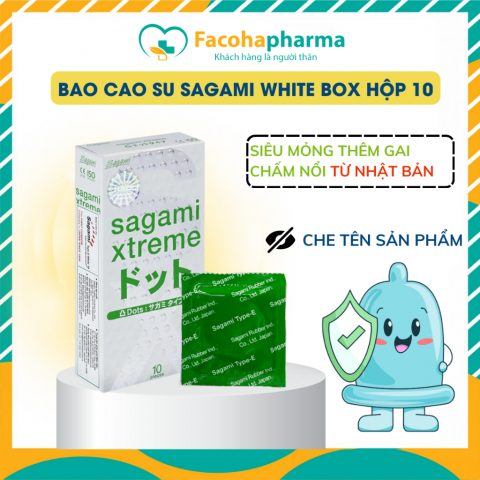 Bao cao su có gai Sagami White Box siêu mỏng tăng kích thích kéo dài quan hệ hộp 10 cái