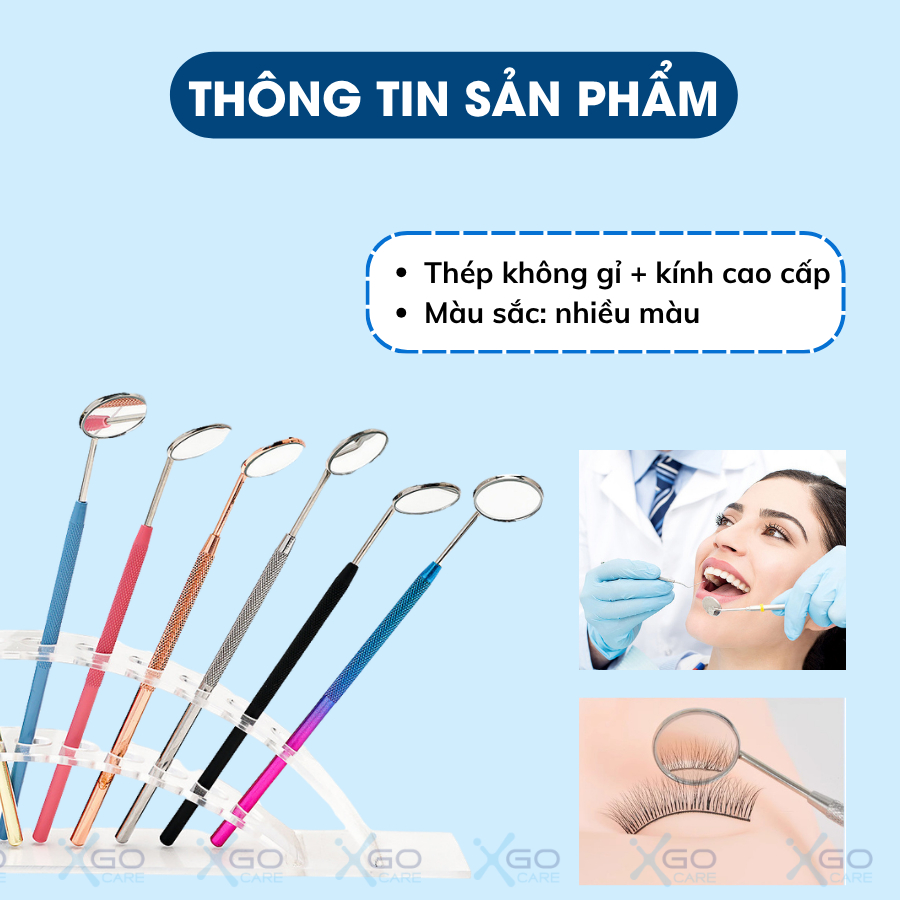 Gương soi răng miệng đa năng dụng cụ được thiết kế tinh tế an toàn sử dụng để soi mi và soi răng miệng CN014