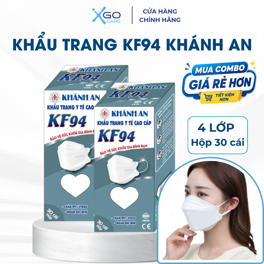 Khẩu trang KF94 Hàn Quốc Khánh An chống bụi mịn 4 lớp cao cấp hộp 30 cái KAKA99O