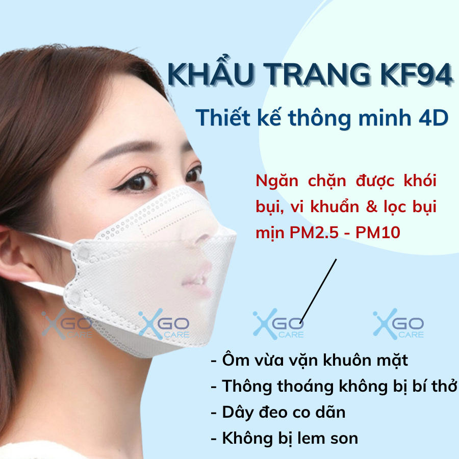 Khẩu trang KF94 Hàn Quốc Khánh An chống bụi mịn 4 lớp cao cấp hộp 30 cái KAKA99O