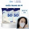 Khẩu trang 5D Mask PT 3 lớp chống nắng lọc bụi hiệu quả hộp 50 cái khẩu trang chính hãng công ty Phương Tuyến x5PT5DO