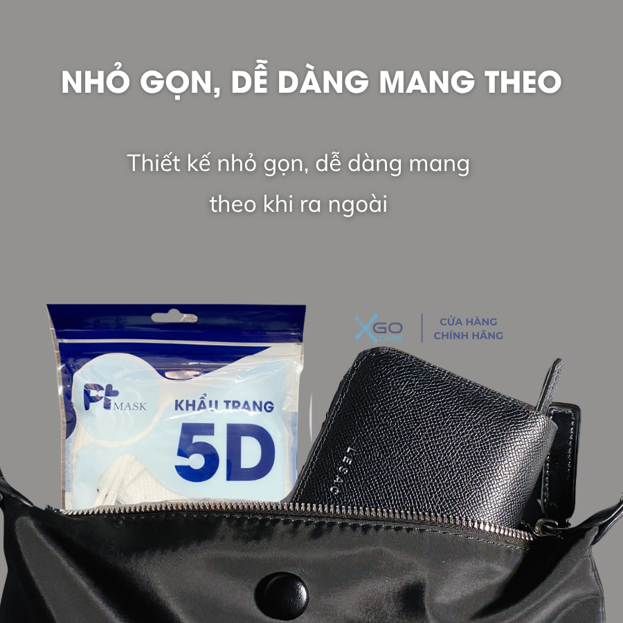 Khẩu trang 5D Mask PT 3 lớp chống nắng lọc bụi hiệu quả hộp 50 cái khẩu trang chính hãng công ty Phương Tuyến x5PT5DO