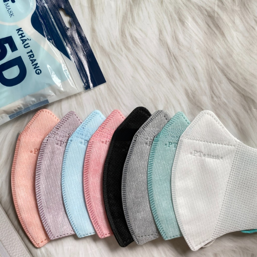 Khẩu trang 5D Mask PT 3 lớp chống nắng lọc bụi hiệu quả hộp 50 cái khẩu trang chính hãng công ty Phương Tuyến x5PT5DO