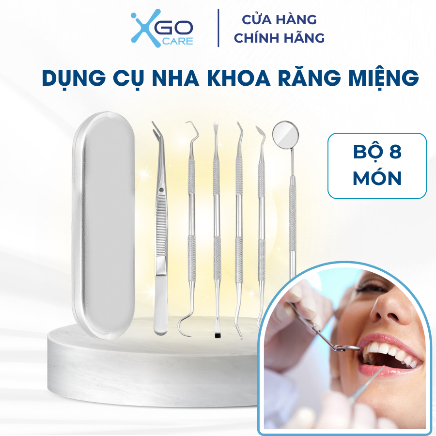 Dụng cụ nha khoa bộ dụng cụ 6 món bằng inox 304 chống rỉ sét chống hôi miệng làm sạch và chăm sóc răng miệng CN014